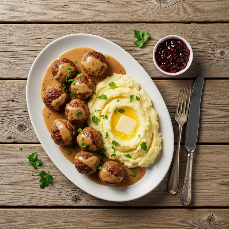 Boulettes à la suédoise et purée - 300 g (1 portion)