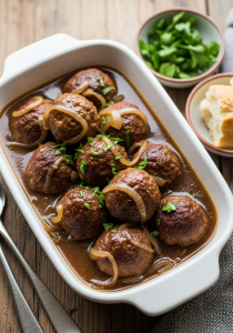 Boulettes sauce brune style soupe à l’oignon – 300 g (1 portion)