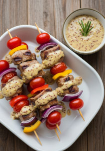 Brochette de porc tomate et dijonnaise – 300 g (1 portion)