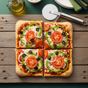 Pizza garnie maison - pâtes carré 9x9