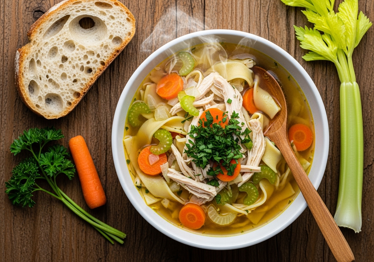 Soupe poulet et nouilles maison - 32 oz