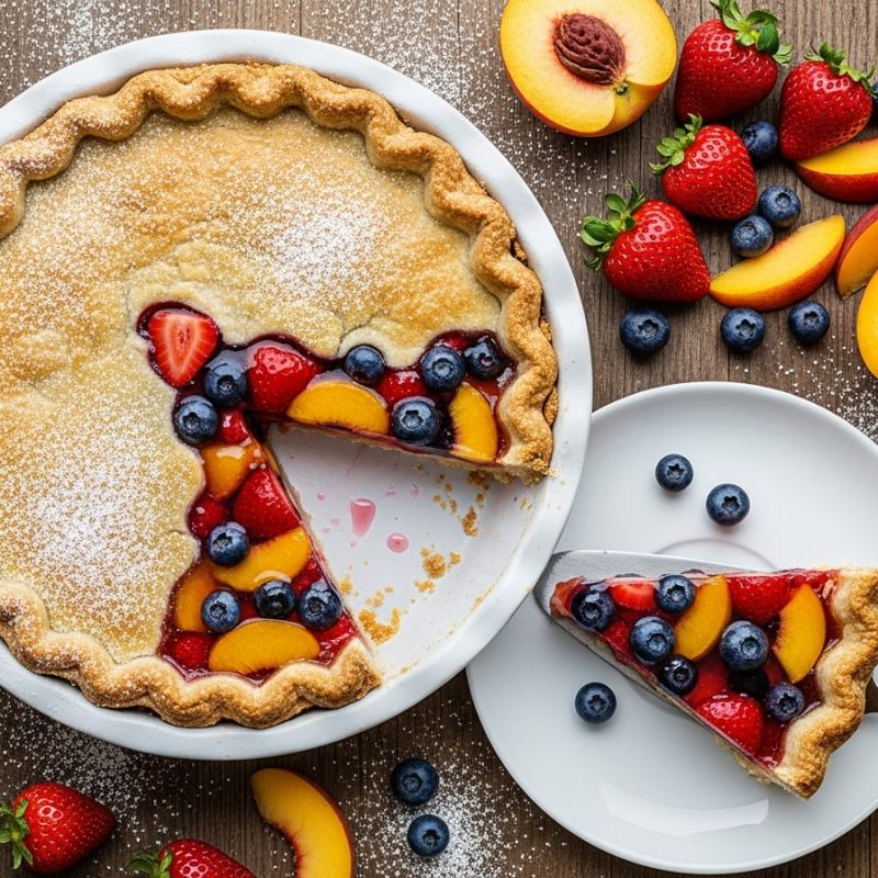 Tarte aux trois fruits maison 8po.