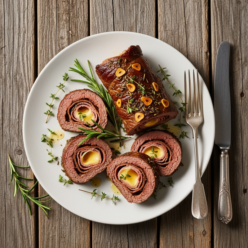 Extra Roulade de bœuf, jambon et fromage suisse marinée 300 g (1 portion)