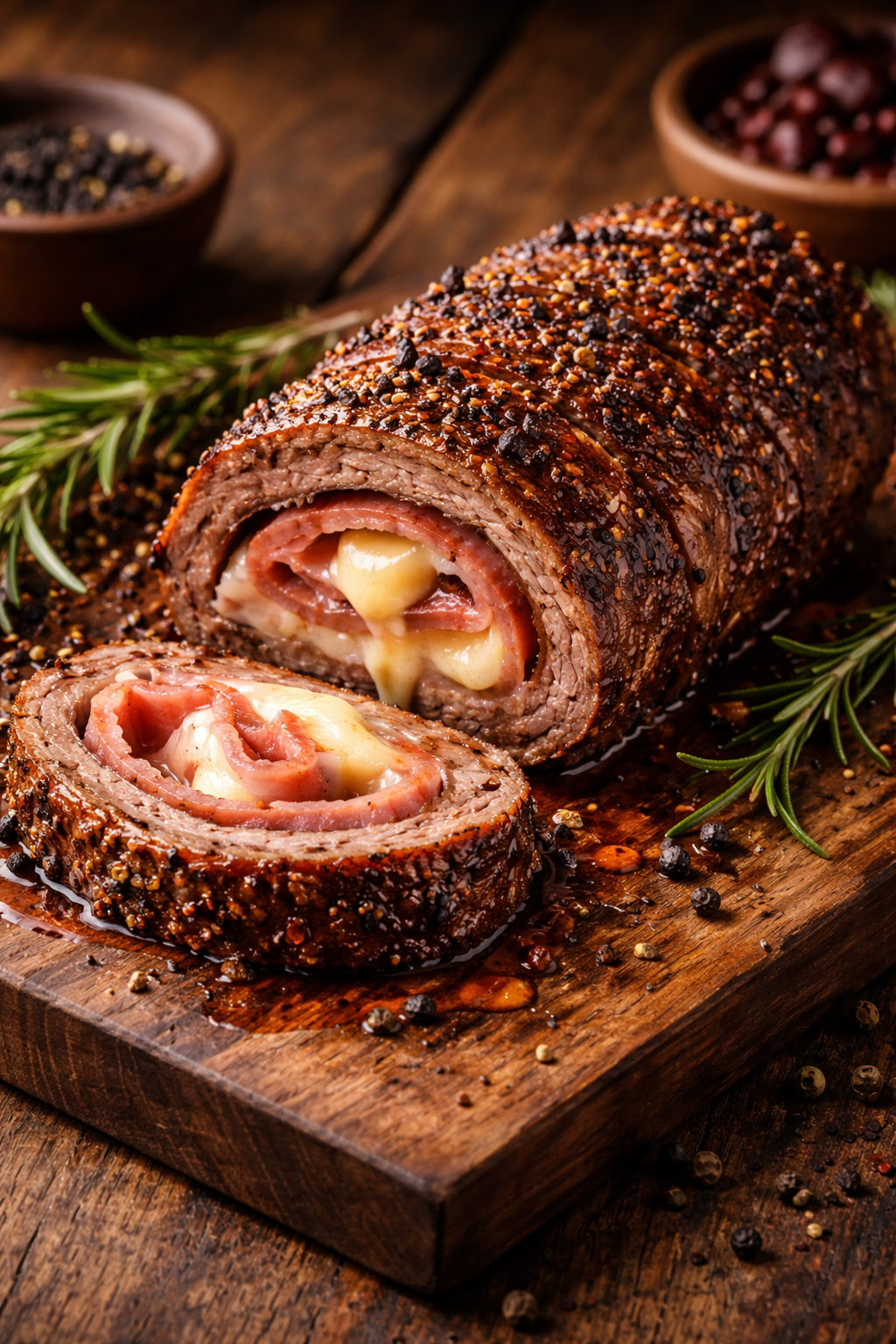 Roulade de bœuf poivre, érable & chipotle — 300 g (1 portion)